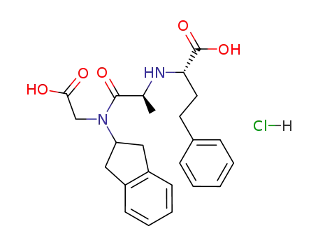 Molecular Structure of 101820-31-9 (N-(2,3-dihydro-1H-inden-2-yl)-N-<N-<(1S)-1-(hydroxycarbonyl)-3-phenylpropyl>-L-alanyl>glycine hydrochloride)