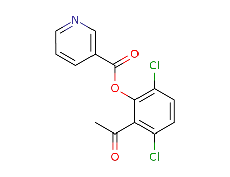 Molecular Structure of 81878-00-4 (Nicotinic acid 2-acetyl-3,6-dichloro-phenyl ester)