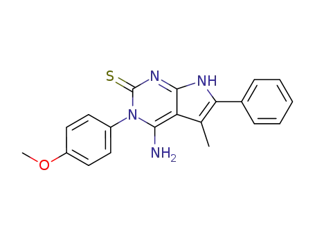 Molecular Structure of 139356-60-8 (2H-Pyrrolo[2,3-d]pyrimidine-2-thione,
4-amino-1,3-dihydro-3-(4-methoxyphenyl)-5-methyl-6-phenyl-)