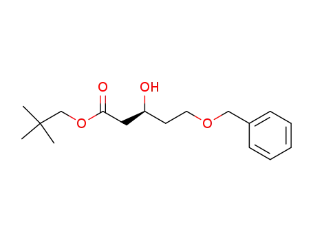 Molecular Structure of 106064-48-6 (Pentanoic acid, 3-hydroxy-5-(phenylmethoxy)-, 2,2-dimethylpropyl ester,
(S)-)