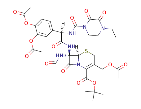 t-butyl 7β-<D-2-(3,4-diacetoxyphenyl)-2-<(4-ethyl-2,3-dioxopiperazin-1-yl)carbonylamino>acetamido>-7α-formamido-cephalosporanate