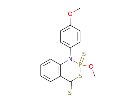 Molecular Structure of 106124-35-0 (4H-3,1,2-Benzothiazaphosphorine-4-thione,
1,2-dihydro-2-methoxy-1-(4-methoxyphenyl)-, 2-sulfide)