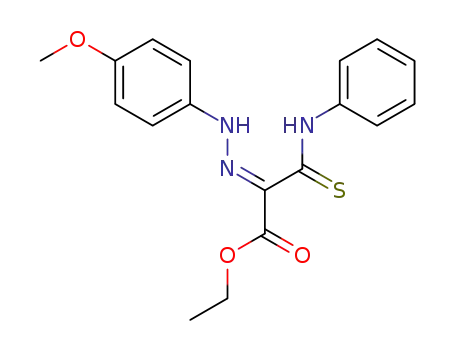 Molecular Structure of 61693-93-4 (Propanoic acid,
2-[(4-methoxyphenyl)hydrazono]-3-(phenylamino)-3-thioxo-, ethyl ester,
(Z)-)