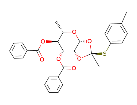 3,4-di-O-benzoyl-1,2-O-<1-(exo-p-tolylthio)ethylidene>-β-L-rhamnopyranose