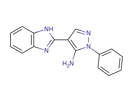 Molecular Structure of 88105-10-6 (1H-Pyrazol-5-amine, 4-(1H-benzimidazol-2-yl)-1-phenyl-)