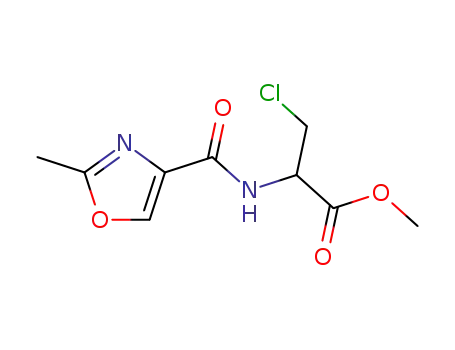 Molecular Structure of 301155-41-9 (3-Chloro-2-[(2-methyl-1,3-oxazol-4-ylcarbonyl)amino]propionic acid methyl ester)
