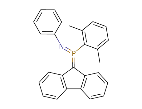 Molecular Structure of 90287-31-3 (Benzenamine,
N-[(2,6-dimethylphenyl)-9H-fluoren-9-ylidenephosphoranylidene]-, (E)-)