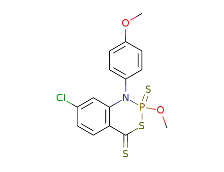 7-chloro-2-methoxy-1-(4-methoxy-phenyl)-2-thioxo-1,2-dihydro-2λ<sup>5</sup>-benzo[<i>d</i>][1,3,2]thiazaphosphinine-4-thione