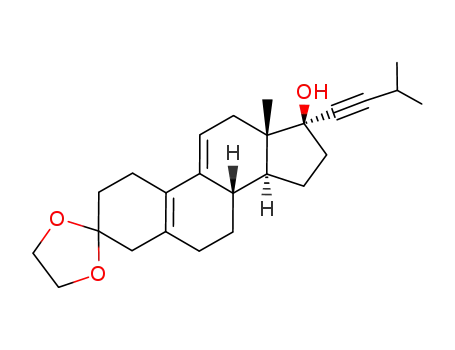 Molecular Structure of 264129-99-9 (estra-5(10),9(11)-dien-3-one, 17β-hydroxy-17α-(3-methyl-1-butynyl) cyclic 3-(1,2-ethanediyl acetal))