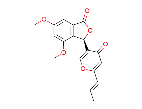Molecular Structure of 131602-06-7 ((3R)-4,6-dimethoxy-3-{4-oxo-6-[(1E)-prop-1-en-1-yl]-4H-pyran-3-yl}-2-benzofuran-1(3H)-one)