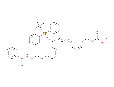 Benzoic acid (6Z,10E,12Z,15Z)-(S)-9-(tert-butyl-diphenyl-silanyloxy)-19-methoxycarbonyl-nonadeca-6,10,12,15-tetraenyl ester