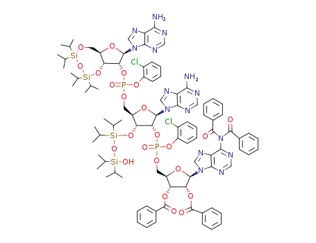 3',5'-O-(tetraisopropyldisiloxane-1,3-diyl)adenylyl-(2'->5')-3'-O-(tetraisopropyldisiloxane-1-yl)adenylyl-(2'->5')-2',3'-di-O-benzoyl-N,N-dibenzoyladenosine P<sup>1</sup>,P<sup>2</sup>-bis(2-chlorophenyl) ester