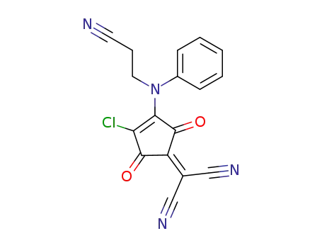 Molecular Structure of 84557-34-6 (4-Chlor-5-(N-2-cyanoethyl-N-phenyl-amino)-2-dicyanmethylen-cyclopent-4-en-1,3-dion)