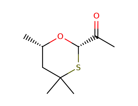Molecular Structure of 89529-79-3 (Ethanone, 1-(4,4,6-trimethyl-1,3-oxathian-2-yl)-, cis-)
