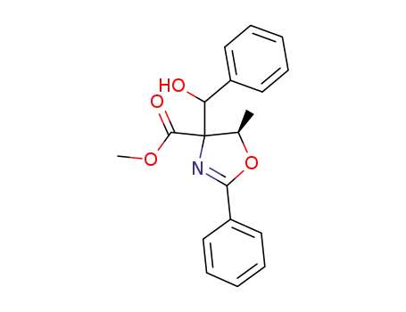 Molecular Structure of 114041-62-2 (4-Oxazolecarboxylic acid,
4,5-dihydro-4-(hydroxyphenylmethyl)-5-methyl-2-phenyl-, methyl ester)