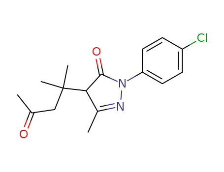 Molecular Structure of 108161-22-4 (5-Methyl-4-(1'-methyl-4'-oxopenta-2'-yl)-2-(4''-chlorophenyl)-2,4-dihydro-3H-pyrazol-3-one)