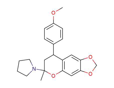 Molecular Structure of 116385-22-9 (1-[8-(4-methoxyphenyl)-6-methyl-7,8-dihydro-6H-[1,3]dioxolo[4,5-g]chromen-6-yl]pyrrolidine)