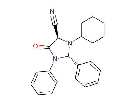 Molecular Structure of 106689-90-1 (4-Imidazolidinecarbonitrile, 3-cyclohexyl-5-oxo-1,2-diphenyl-, cis-)