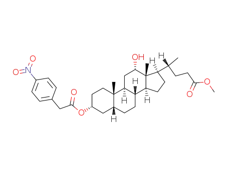 Molecular Structure of 169898-34-4 (methyl 12α-hydroxy-3α-<(4-nitrophenyl)acetoxy>-5β-cholan-24-oate)