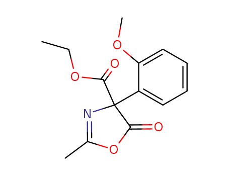 Molecular Structure of 162247-67-8 (4-Oxazolecarboxylic  acid,  4,5-dihydro-4-(2-methoxyphenyl)-2-methyl-5-oxo-,  ethyl  ester)