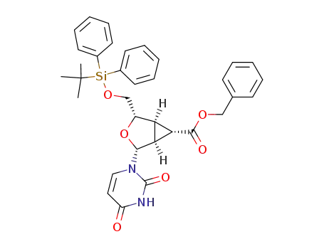 (1R,2S,4R,5S,6S)-2-(tert-Butyl-diphenyl-silanyloxymethyl)-4-(2,4-dioxo-3,4-dihydro-2H-pyrimidin-1-yl)-3-oxa-bicyclo[3.1.0]hexane-6-carboxylic acid benzyl ester