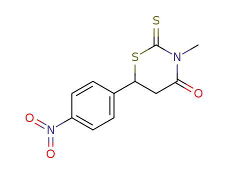 Molecular Structure of 121216-02-2 (3-Methyl-6-(4-nitro-phenyl)-2-thioxo-[1,3]thiazinan-4-one)