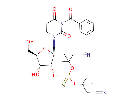 Thiophosphoric acid O-[(2R,3R,4R,5R)-2-(3-benzoyl-2,4-dioxo-3,4-dihydro-2H-pyrimidin-1-yl)-4-hydroxy-5-hydroxymethyl-tetrahydro-furan-3-yl] ester O',O''-bis-(2-cyano-1,1-dimethyl-ethyl) ester