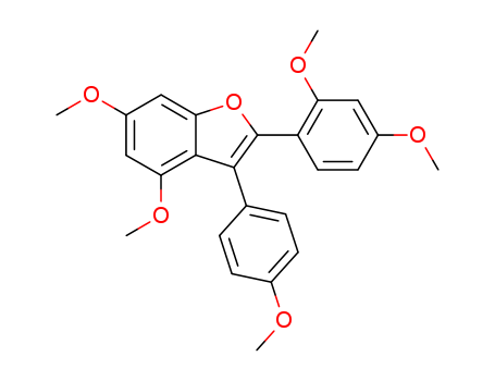 Molecular Structure of 113434-93-8 (Benzofuran,
2-(2,4-dimethoxyphenyl)-4,6-dimethoxy-3-(4-methoxyphenyl)-)