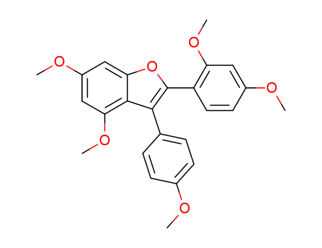 Molecular Structure of 113434-93-8 (Benzofuran,
2-(2,4-dimethoxyphenyl)-4,6-dimethoxy-3-(4-methoxyphenyl)-)