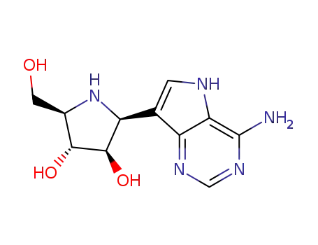 Molecular Structure of 249503-25-1 (3,4-Pyrrolidinediol, 2-(4-amino-5H-pyrrolo3,2-dpyrimidin-7-yl)-5-(hydroxymethyl)-, (2S,3S,4R,5R)-)
