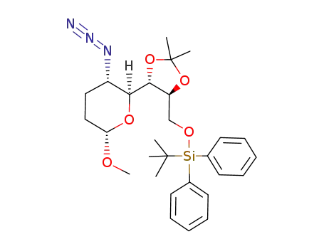 Molecular Structure of 160256-65-5 ([(4S,5S)-5-((2S,3S,6S)-3-Azido-6-methoxy-tetrahydro-pyran-2-yl)-2,2-dimethyl-[1,3]dioxolan-4-ylmethoxy]-tert-butyl-diphenyl-silane)