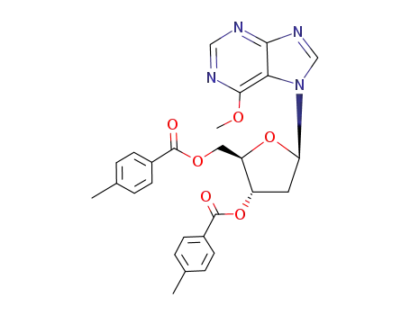 Molecular Structure of 148171-40-8 (7-<2-deoxy-3,5-di-O-(4-toluoyl)-β-D-erythro-pentofuranosyl>-6-methoxy-7H-purine)
