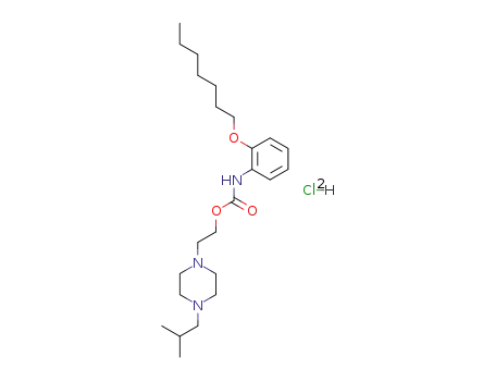 Carbamic acid, (2-(heptyloxy)phenyl)-, 2-(4-(1-methylpropyl)-1-piperazinyl)ethyl ester, dihydrochloride