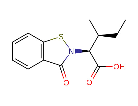 Molecular Structure of 177785-47-6 ((2S,3S)-3-METHYL-2-(3-OXO-2,3-DIHYDRO-1,2-BENZISOTHIAZOL-2-YL)VALERIC ACID)