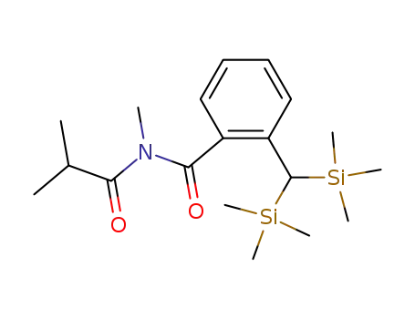 Molecular Structure of 188674-70-6 (Benzamide,
2-[bis(trimethylsilyl)methyl]-N-methyl-N-(2-methyl-1-oxopropyl)-)