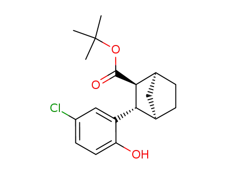 Molecular Structure of 110614-32-9 (Bicyclo[2.2.1]heptane-2-carboxylic acid, 3-(5-chloro-2-hydroxyphenyl)-,
1,1-dimethylethyl ester, (2-endo,3-exo)-)