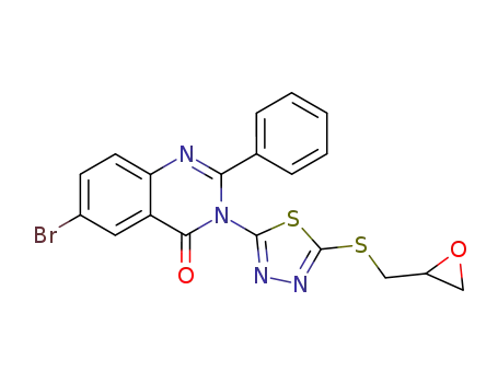 Molecular Structure of 87602-36-6 (6-Bromo-3-(5-oxiranylmethylsulfanyl-[1,3,4]thiadiazol-2-yl)-2-phenyl-3H-quinazolin-4-one)