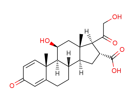 Molecular Structure of 119465-19-9 (11β,21-dihydroxy-3,20-dioxo-1,4-pregnadiene-16α-carboxylic acid)