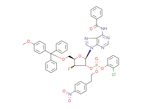 9-<3-Fluoro-3-deoxy-5-O-(monomethoxytrityl)-β-D-xylofuranosyl>-N<sup>6</sup>-benzoyladenine 2'-<2-chlorophenyl 2-(4-nitrophenyl)ethyl phosphate>
