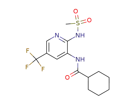 Molecular Structure of 141283-52-5 (N-{2-[(methylsulfonyl)amino]-5-(trifluoromethyl)pyridin-3-yl}cyclohexanecarboxamide)