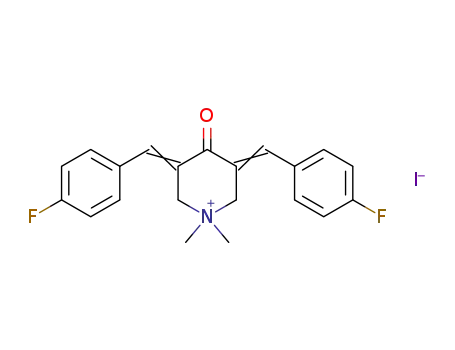 Molecular Structure of 142808-58-0 (Piperidinium,3,5-bis[(4-fluorophenyl)methylene]-1,1-dimethyl-4-oxo-, iodide (1:1))