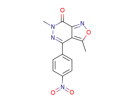 Molecular Structure of 194856-22-9 (Isoxazolo[3,4-d]pyridazin-7(6H)-one, 3,6-dimethyl-4-(4-nitrophenyl)-)