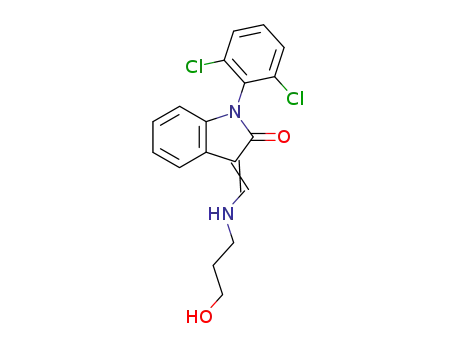 2H-Indol-2-one, 1,3-dihydro-1-(2,6-dichlorophenyl)-3-(((3-hydroxypropyl)amino)methylene)-, (Z)-