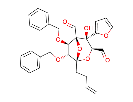 (1S,3S,4R,5R,6R,7R)-6,7-Bis-benzyloxy-1-but-3-enyl-4-furan-2-yl-4-hydroxy-2,8-dioxa-bicyclo[3.2.1]octane-3,5-dicarbaldehyde