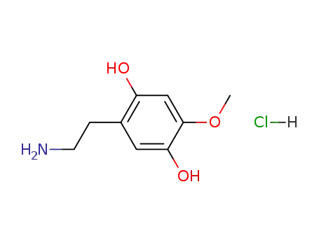 Molecular Structure of 13062-74-3 (1,4-Benzenediol, 2-(2-aminoethyl)-5-methoxy-, hydrochloride)