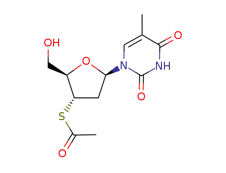 Molecular Structure of 115913-88-7 (Thymidine, 3'-thio-,3'-acetate (9CI))