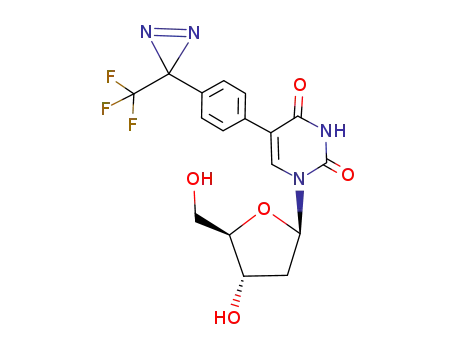 Molecular Structure of 210107-39-4 (Uridine, 2'-deoxy-5-[4-[3-(trifluoromethyl)-3H-diazirin-3-yl]phenyl]-)