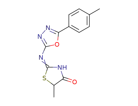 Molecular Structure of 199339-20-3 (5-Methyl-2-[(Z)-5-p-tolyl-[1,3,4]oxadiazol-2-ylimino]-thiazolidin-4-one)