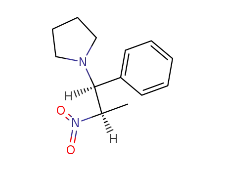 Molecular Structure of 101265-06-9 (1-((1<i>RS</i>,2<i>SR</i>)-2-nitro-1-phenyl-propyl)-pyrrolidine)