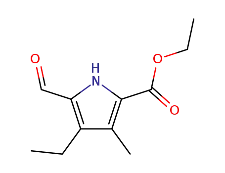 Molecular Structure of 4391-87-1 (ethyl 4-ethyl-5-formyl-3-methyl-1H-pyrrole-2-carboxylate)